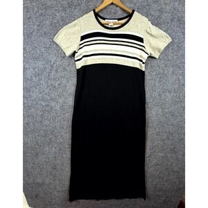 Vintage Adolfo Studio Sweater Dress Womens Medium Black Beige‎ Office Chic 90s